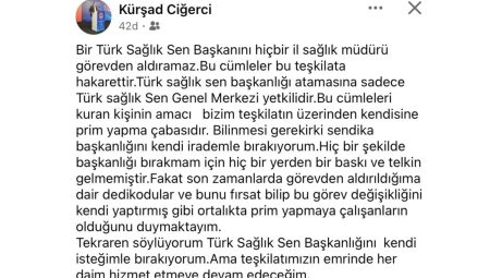 Türk Sağlık Sen Gümüşhane’de İstifa Krizi! 